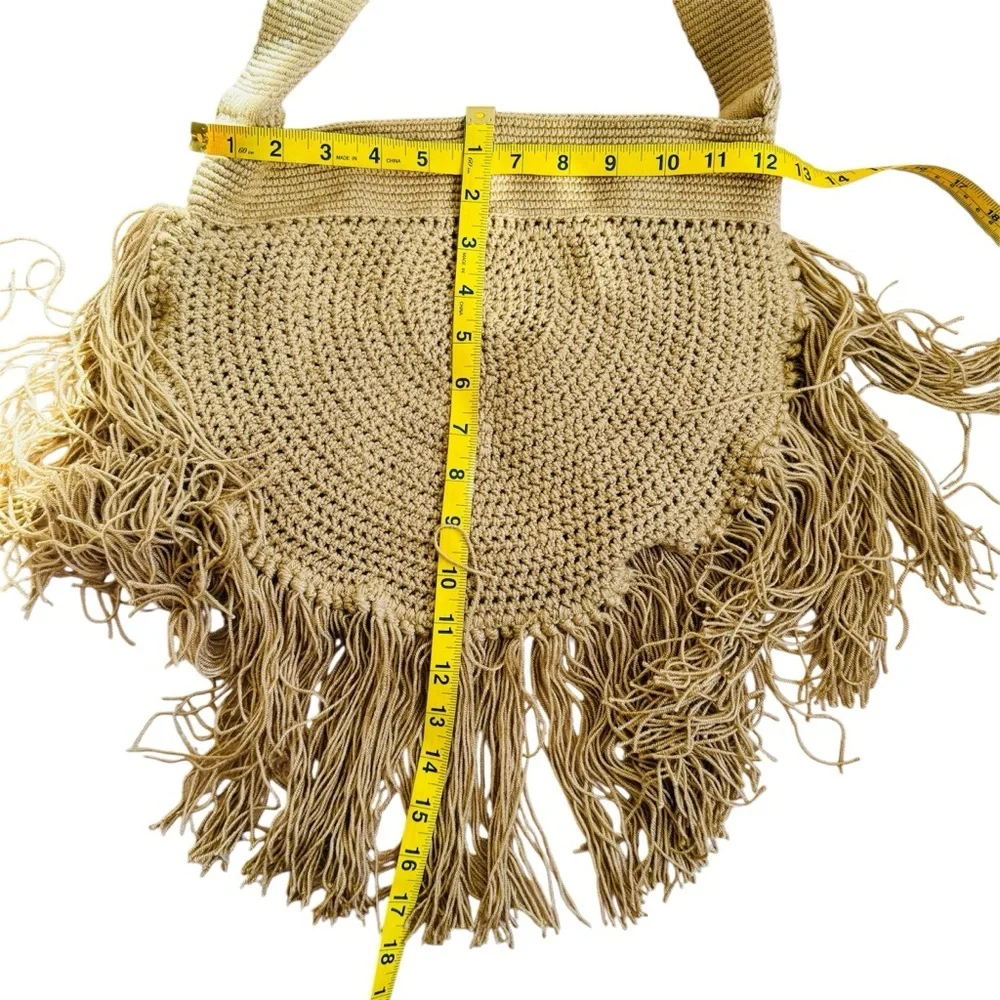 Soraya Hennessy cotton handwoven fringe boho crossbody bag NEW